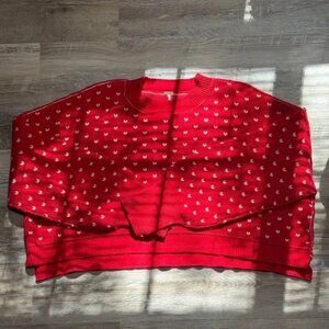 Free People Vibrant Red Knit Sweater